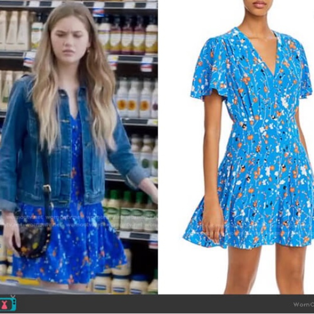 Equipment Lisle Dress Sz 6 NWT blue with orange flowers seen on TV